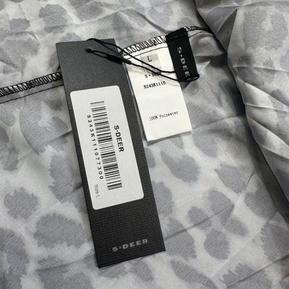 S.Deer Skirt L Womens Gray Black White Leopard Print Elastic Waist Mesh High - Picture 7 of 9